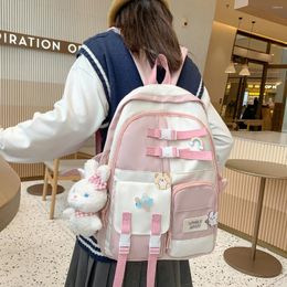 School Bags Japanese Trend Contrast Colour Girl Backpack Middle Cute Bag Large Capacity Casual Travel Computer Book Women