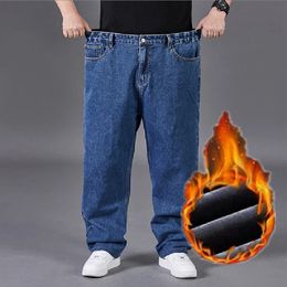 Pantalones Vaqueros Hombre Plus Size Jeans for Men Winter Warm Wide Leg 3048 Loose Long Pants Baggy 240223