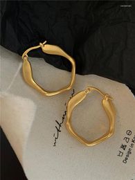 Hoop Earrings Irregular Matte Metal Geometric Simple For Women Fashion French Haute Design Retro Style Jewellery Accessories