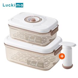 Food Vacuum Storage Box with Free Pump Kitchen Sealer Container Transparent Organisation Sealed Tank Cans Lunch Gift 240125