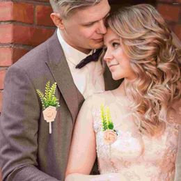 Decorative Flowers 2 Pcs Accessories Groom Man Corsage Bridegroom Artificial Wedding Pographic Prop