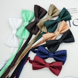 Bow Ties Trendy Solid Colour Brown White Bowties For Men Women Formal Dress Business Groom Party Butterfly Bowknot Banquet Cravat