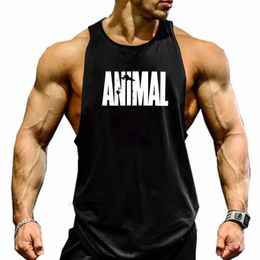 Men's Cotton Sleeveless shirt animal Bodybuilding Workout Tank Tops Muscle Fitness Shirts Male Gym Skull Beast Stringer Vest 240119