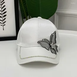 Ball Caps 2024 Fashion Summer Women Butterflies Flower Embroidery Sun Hats Casual Snapback Ladies Baseball Cap Adjustable