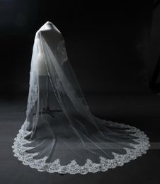 Elegant whiteIvory Long Bridal Veil Tulle Lace Appliques Wedding Veil For Church 2021 New Arrival7017306