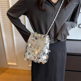 Evening Bags Ladies On Sale 2024 Fashion Shiny Crossbody For Women Designer Handbags And Shoulder Chain Bucket Bag