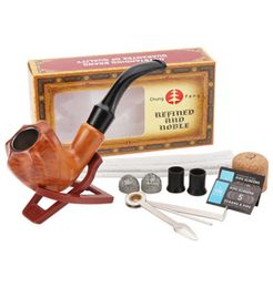 Curved Bakelite Smoking Pipes Chinese Style Tobacco Pipe Standing Resin Cigarette Holder Full set of accessories cigarette setWith7335536