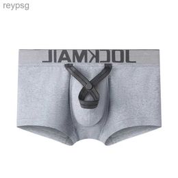 Underpants JOCKMAIL Sexy Men Boxer penis pouch U convex bulge Cotton Breathable Underwear Bullets Separated ring Gay YQ240214