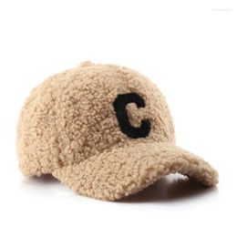 Ball Caps Baseball Cap Woman Lamb Wool Letter Embroidery Hats Snapback Winter Autumn Casual Sun Visor Trucker Hat Retro Bone