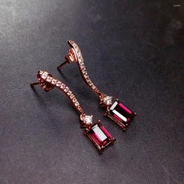 Dangle Earrings Fashion Silver Garnet Drop For Daily Wear 4mm 6mm Natural Eardrop 925 Jewelry