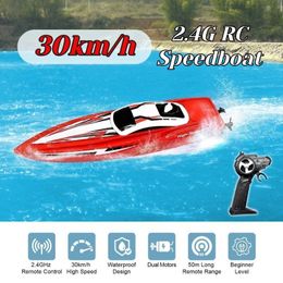 RC Boat Kids Toy Remote Control Speedboat Double Motor Radio Controlled Ship High Speed Summer Outdooer Games Childern Gift 240129