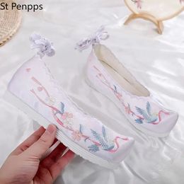Hanfu shoes embroidered antiquity heightened Chinese elements ancient bow 240202
