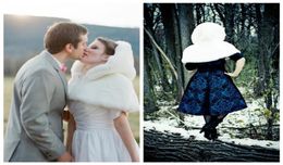 Bridal Mini Cape Faux Fur Ivory Capelet spring winter short bridal capes wraps wedding Dresses accessories with hood3269383