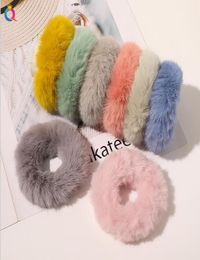 Women REX RABBIT Fur Headband Girls Elastic Hairband Imitation Bands Cute Soft Ponytail Hair Holder Rope headwear Hair Accessories6981172