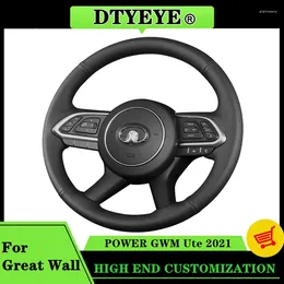 Steering Wheel Covers Customised Car Cover For GREAT WALL POWER GWM Ute 2024 Accessories DIY Genuine Leather Braid