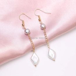 Dangle Earrings Pearl For Women White Grey Natural Freshwater Pearls Drop Chain Hook Earring Mothers Day Gift