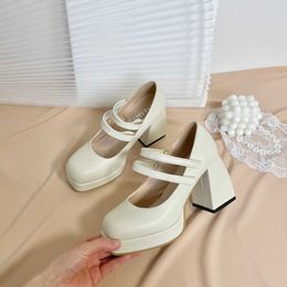 Women Dress Shoess Shoes Thick Heeled Wedding Waterproof Platform Princess Lolita Small Stature with Soled Heels