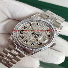 Sell Unisex Fashion Watches 36 mm 118346 Day Date President Roman Dial Asia Automatic Mechanical Unisex Platinum Diamond Bezel2417