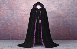 Velvet Hooded Cloak Cape Mediaeval Renaissance Costume LARP Halloween Fancy Dress Velvet Cosplay Clothing8005918