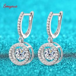 Smyoue White Gold Plated 0.5/1CT Drop Earring for Women Sparkling Beating Heart Earring S925 Sterling Silver Jewelry 240131