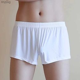 Underpants Men Ice Silk Underwear Boxer Breathable Solid Colour Ultra Thin Transparent Quick Drying Sexy Boxers bottom shorts pants YQ240214