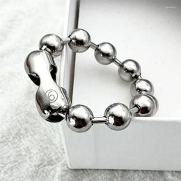 Charm Bracelets Versatile European And American Light Luxury Simple Titanium Steel Couple Number 6 Ball Lucky Bracelet