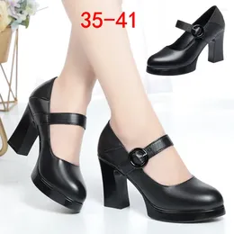 Dress Shoes Cowhide Women's High Heel With Heels Platform Mary Jane Women Pumps Office Work Shoe Quality