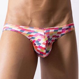 Underpants Men's Sexy Breathable Panties Printed Low Waist Briefs Underwear Lingerie Male Pouch Thongs 1pc