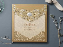 2022 Wedding Invitations Gold Laser Cutting Invitation Cards Bridal Shower Engagement Birthday Graduation Business Party Supplies 2570164