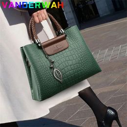 Brand Leather 3 Layers Alligator Crossbody Bag for Women Female Shoulder Messenger Sac Luxury Designer Ladies Handbags 240129