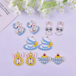 Charms Mix 10pcs/pack Fashion Cartoon Alice Metal Pendant For Earring Necklace Jewellery Making Craft DIY