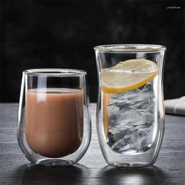 Wine Glasses Creative Transparent Double Wall Heat Insulated Clear Colour Glass Cup Coffee Tea Milk Container Glassware For Drinking