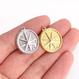 Charms 3Pcs/Lot Round Compass Star 19x22mm Stainless Steel Necklace Pendants Handmade Jewellery Making DIY Brancelet Earring Craft