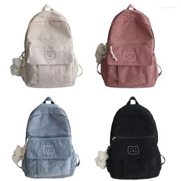 School Bags Corduroy Women Backpack Solid Color Female Student Schoolbag For Teenage Girl Travel Shoulder