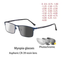 Sunglasses Pochromic Eye Glasses Men Women Myopia Eyeglasses Finished Students Short Sight Eyewear 0 -0.5 -1 -1.25 -1.5 -1.75 -6
