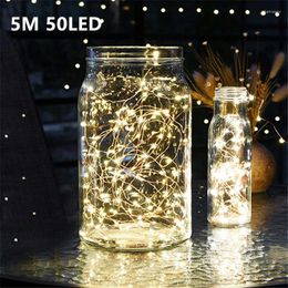 Strings 5M 50 LED CR2032 Battery Operated String Lights For Xmas Garland Party Wedding Decoration Christmas Flasher Fairy