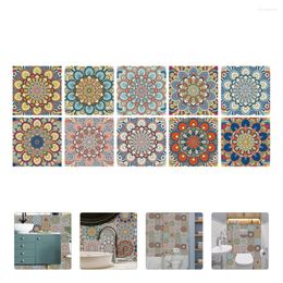 Wall Stickers 10Pcs Adhesive Mandala Sticker Room Tile Paste Kitchen Retro Decor