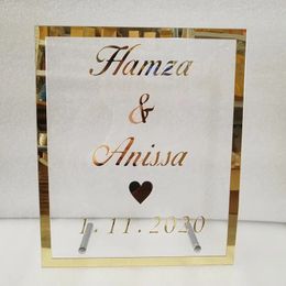 Personalized Wedding Couple Names Sign Mirror Acrylic Frame Welcome Guests Word Signs Party Decor Favor 240127