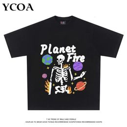 Men's T-Shirt Oversized Cotton Skulls Graphic Gothic Y2k Tops Tees Streetwear Korean Fashion Pulovers Vintage Aesthetic Clothing 240125