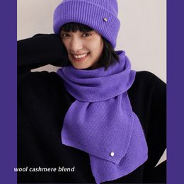 Scarf and hat two-piece set of cashmere scarf blended knitted scarf couple style matching sweater and cold hat