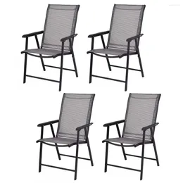 Camp Furniture Costway Set Of 4 Outdoor Patio Folding Chairs Camping Deck Garden Pool Beach W/Armrest