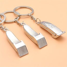 Keychains Barber Shop Haircut Shaver Keychain Hip Hop Hair Dresser Tool Razor Pendant Keyring For Men Punk Style Jewellery Gift