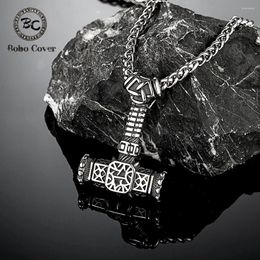 Pendant Necklaces Norse Mythology Vikings Hammer Mens Scandinavian Runes Valknut Stainless Steel Mjolnir Vintage Amulet Jewellery