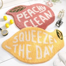 Creativity Doormat Cartoon Fruit Carpet Flocking Non-slip Bath Mat Lemon Peach Home Land Pad Bedroom Toilet Doorway Floor Mat 240131