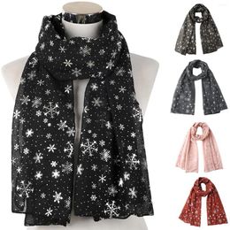 Scarves 2024 Christmas Women'S Scarf Winter Women Fashion Snow Printed Wrap Silk Shawl Travel