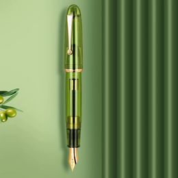 Jinhao 9019 Fountain Pen Limited Heartbeat M Nib Olive Green Transparent Barrel for Calligraphy Signature A7555 240123