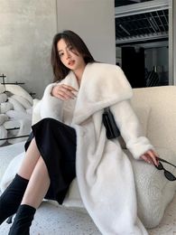 Women's Fur 2024 Fashion Women Jacket Large Lapel Thickening Imitation Mink Winter Coat Outdoors Warm Casual Long Parkas