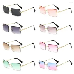 Sunglasses Y2K Rimless Rectangle Women Men Trendy Vintage Sun Glasses Color Traveling Driving Shades UV400 Goggles Eyewear