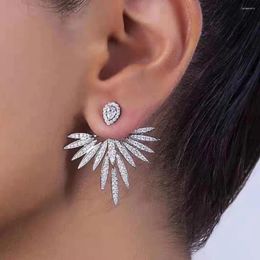 Stud Earrings Be 8 Luxury Trendy Lotus Flower Full Mirco Paved Crystal Zircon Naija Wedding Earring Fashion Jewellery E886