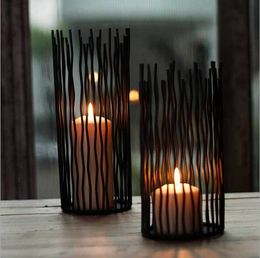 Suporte de ferro preto castiçal mesa romântico decoração casamento castiçal jantar decoração candelabros 240127